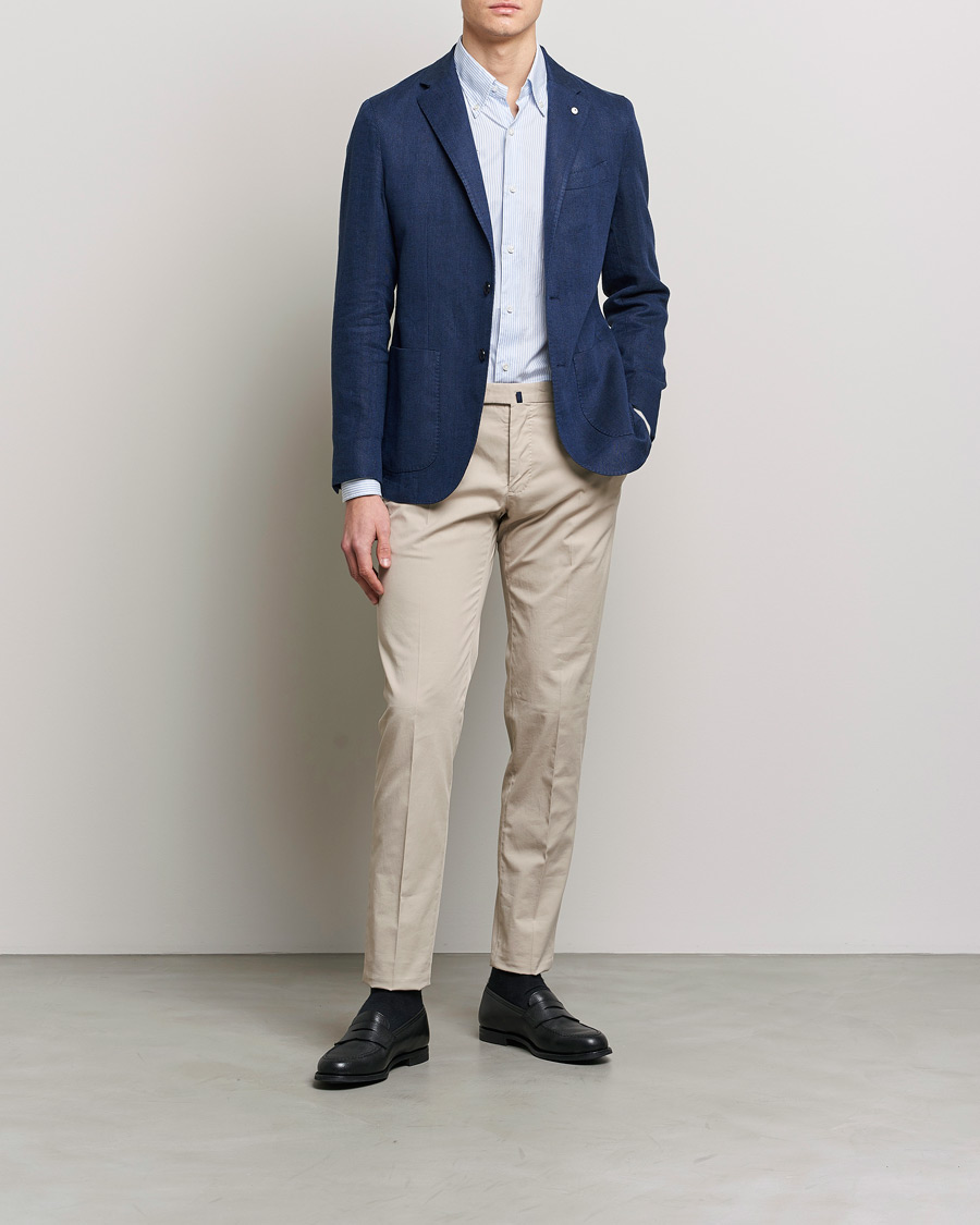 Homme | Blazers | L.B.M. 1911 | Jack Regular Fit Herringbone Linen Blazer Navy
