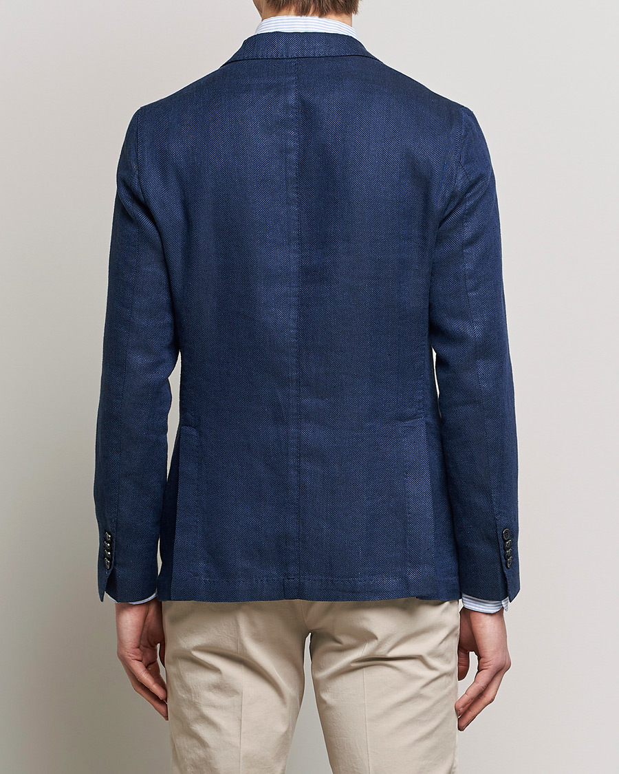 Homme | Blazers | L.B.M. 1911 | Jack Regular Fit Herringbone Linen Blazer Navy