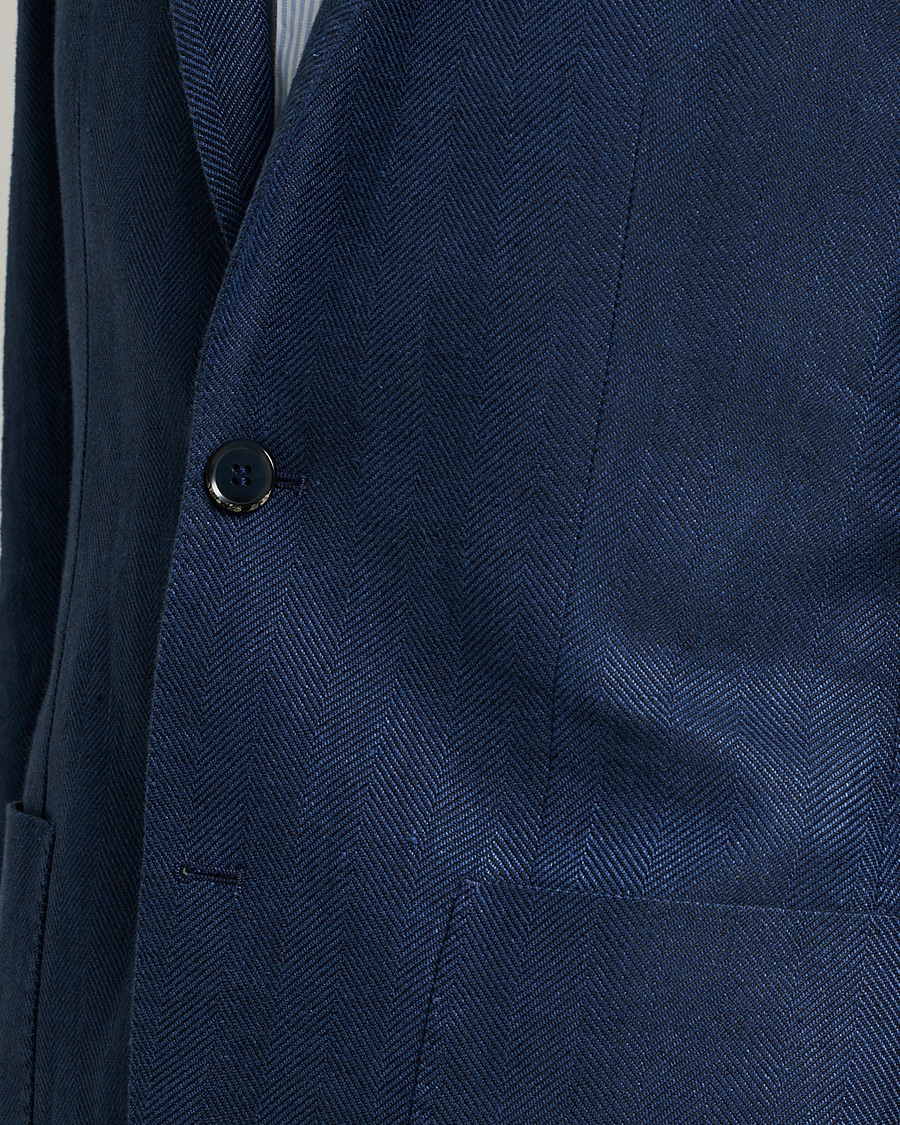 Homme | Blazers | L.B.M. 1911 | Jack Regular Fit Herringbone Linen Blazer Navy