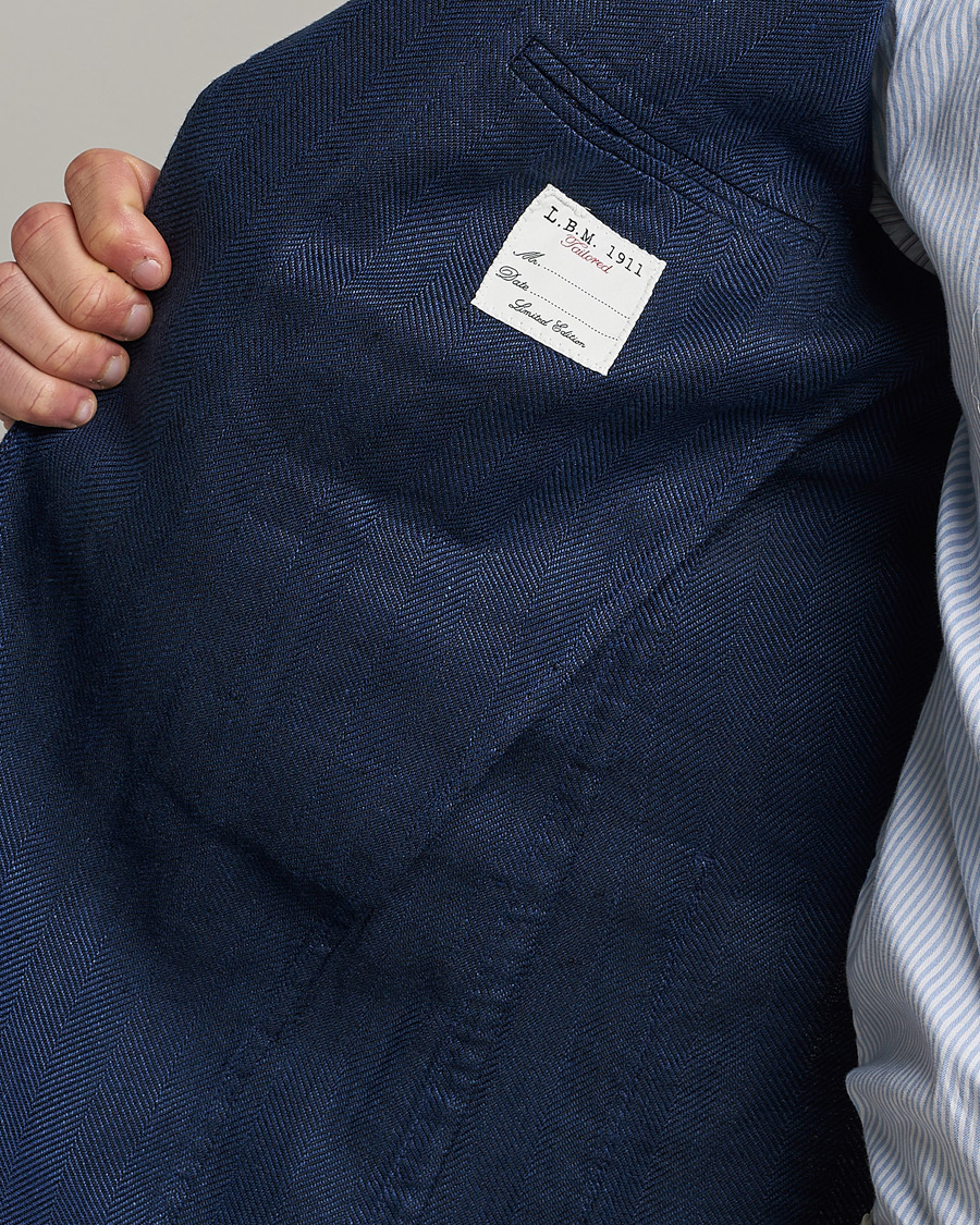 Homme | Blazers | L.B.M. 1911 | Jack Regular Fit Herringbone Linen Blazer Navy