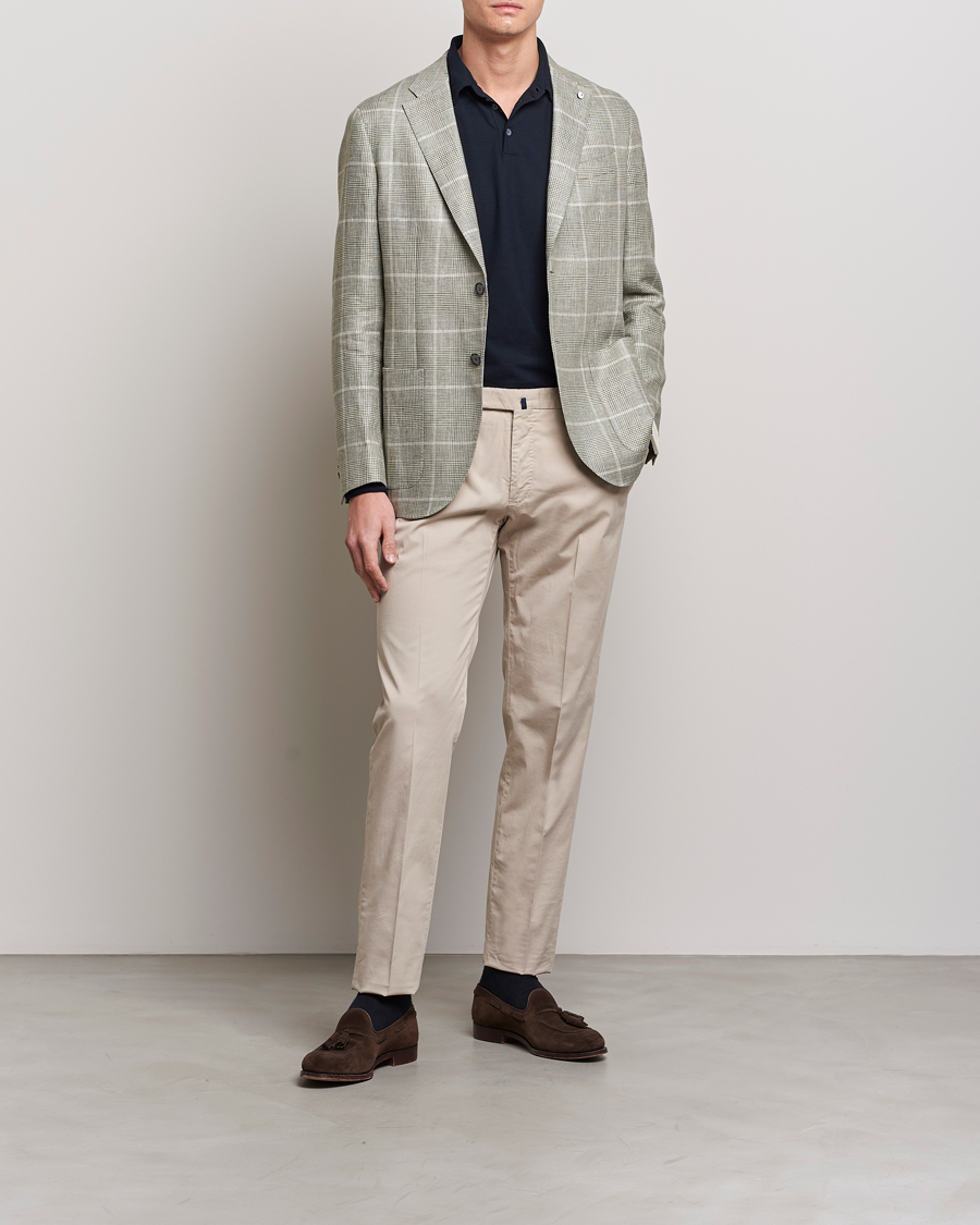 Homme | Blazers | L.B.M. 1911 | Jack Regular Fit Prince of Wales Linen Blazer Green