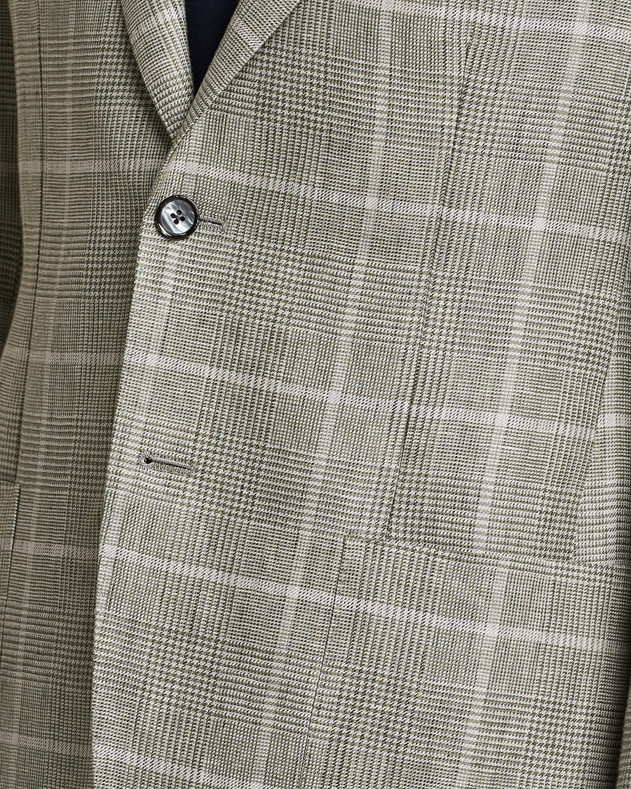Homme | Blazers | L.B.M. 1911 | Jack Regular Fit Prince of Wales Linen Blazer Green