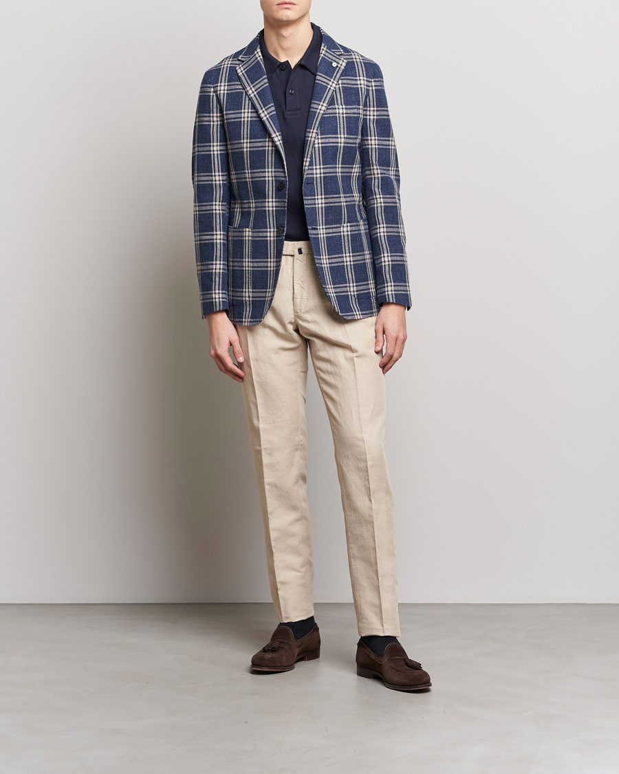 Homme | Blazers | L.B.M. 1911 | Jack Regular Fit Checked Cotton Blazer Blue