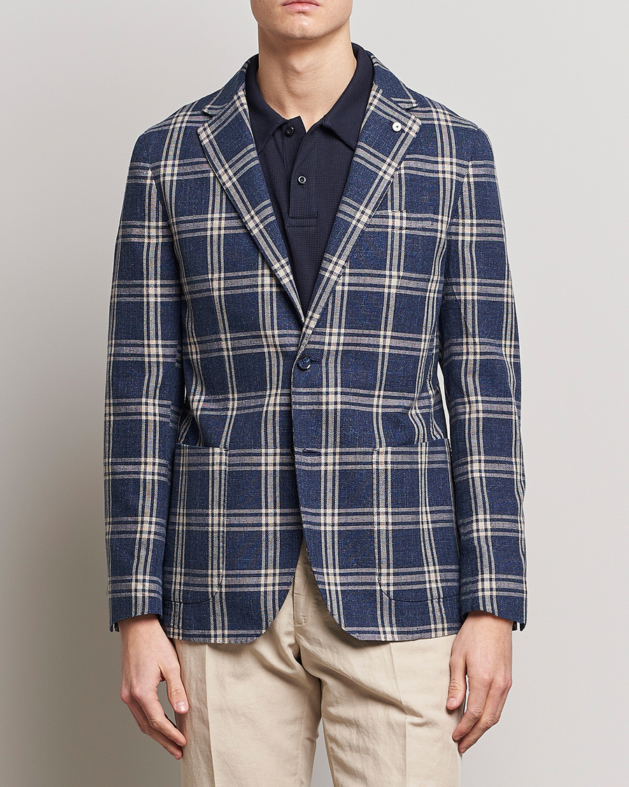 Homme | Blazers | L.B.M. 1911 | Jack Regular Fit Checked Cotton Blazer Blue