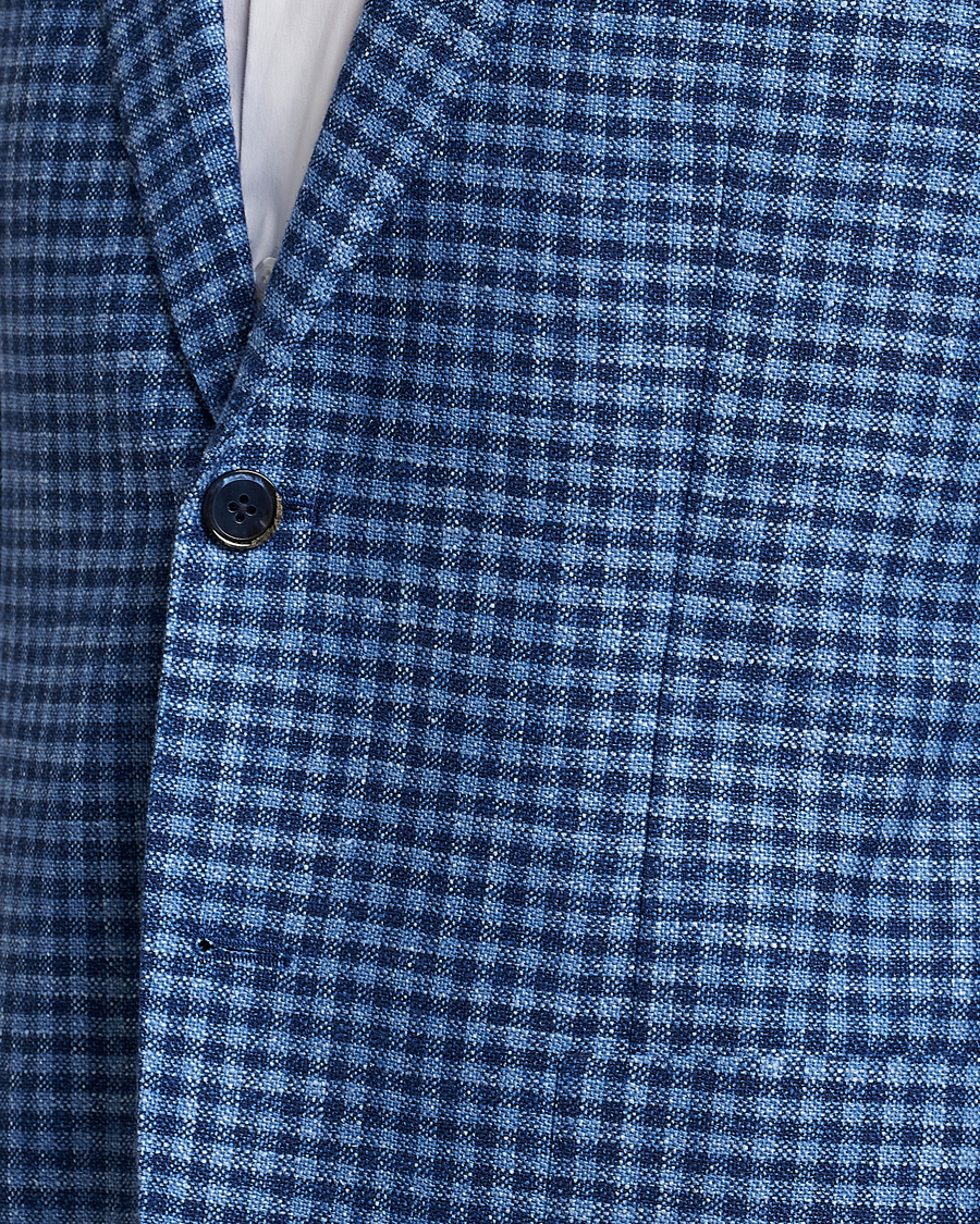 Homme | Blazers | L.B.M. 1911 | Jack Regular Fit Checked Virgin Wool/Linen Blazer Blue