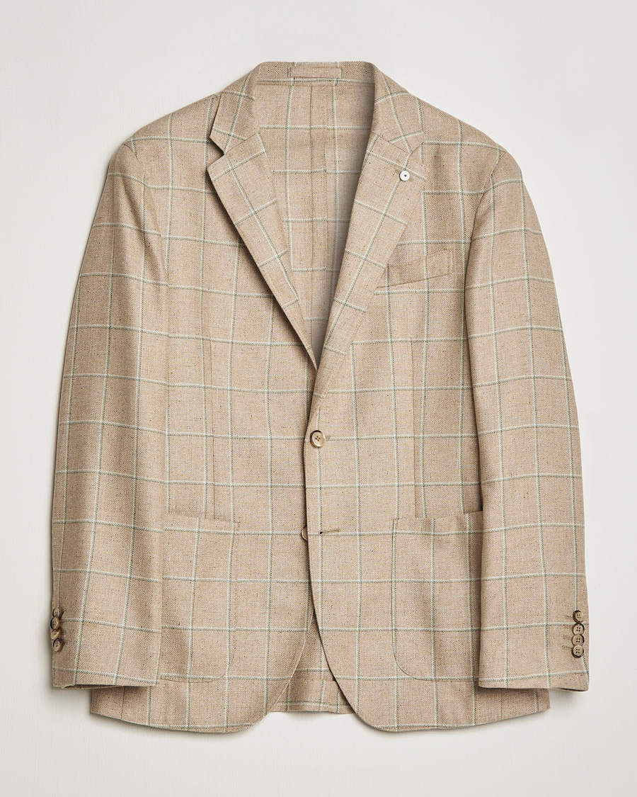 Homme | Blazers | L.B.M. 1911 | Jack Regular Fit Windowpane Wool/Silk Blazer Olive