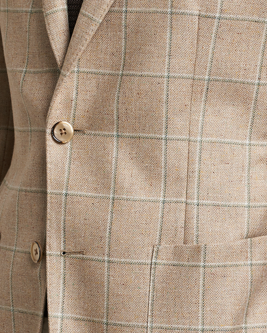 Homme | Blazers | L.B.M. 1911 | Jack Regular Fit Windowpane Wool/Silk Blazer Olive