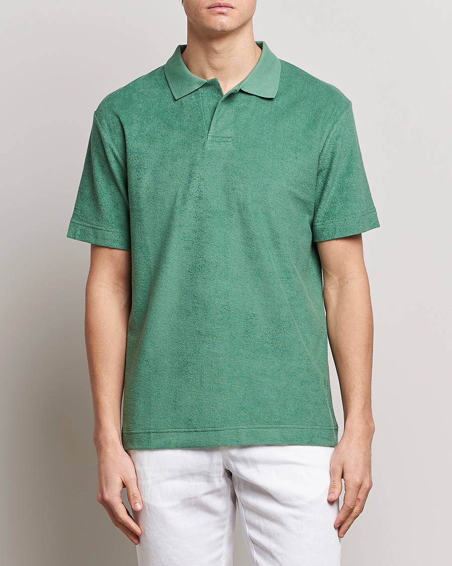 Homme | La Collection French Terry | Sunspel | Towelling Polo Shirt Thyme Green