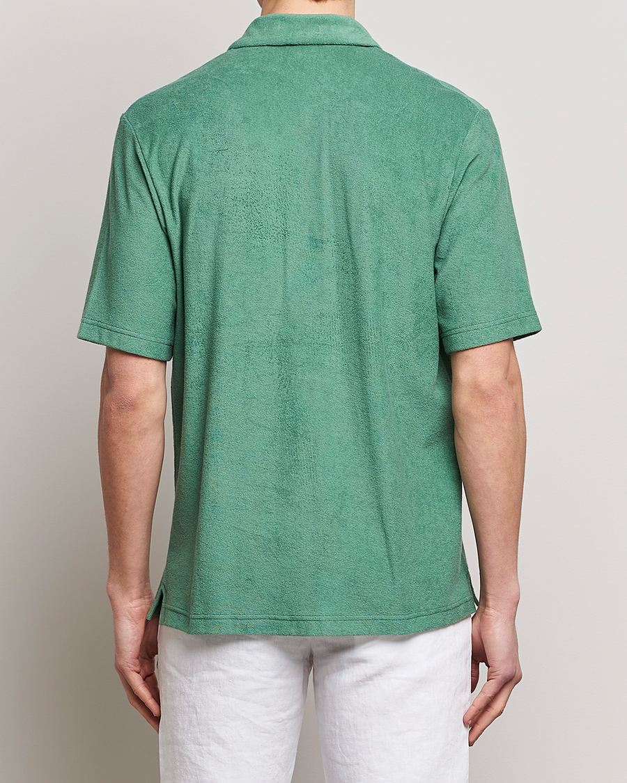 Homme | Chemises | Sunspel | Towelling Camp Collar Shirt Thyme Green