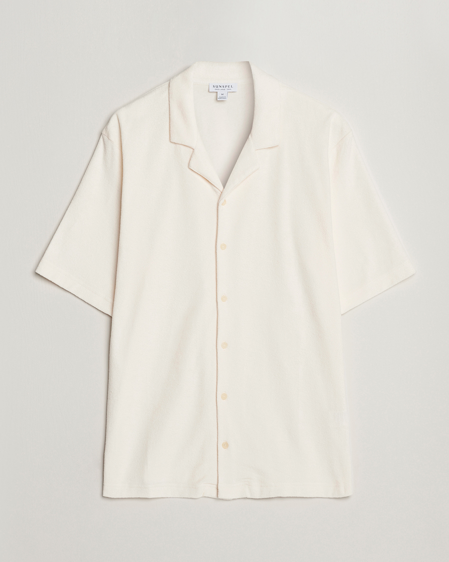 Homme | Chemises | Sunspel | Towelling Camp Collar Shirt Archive White