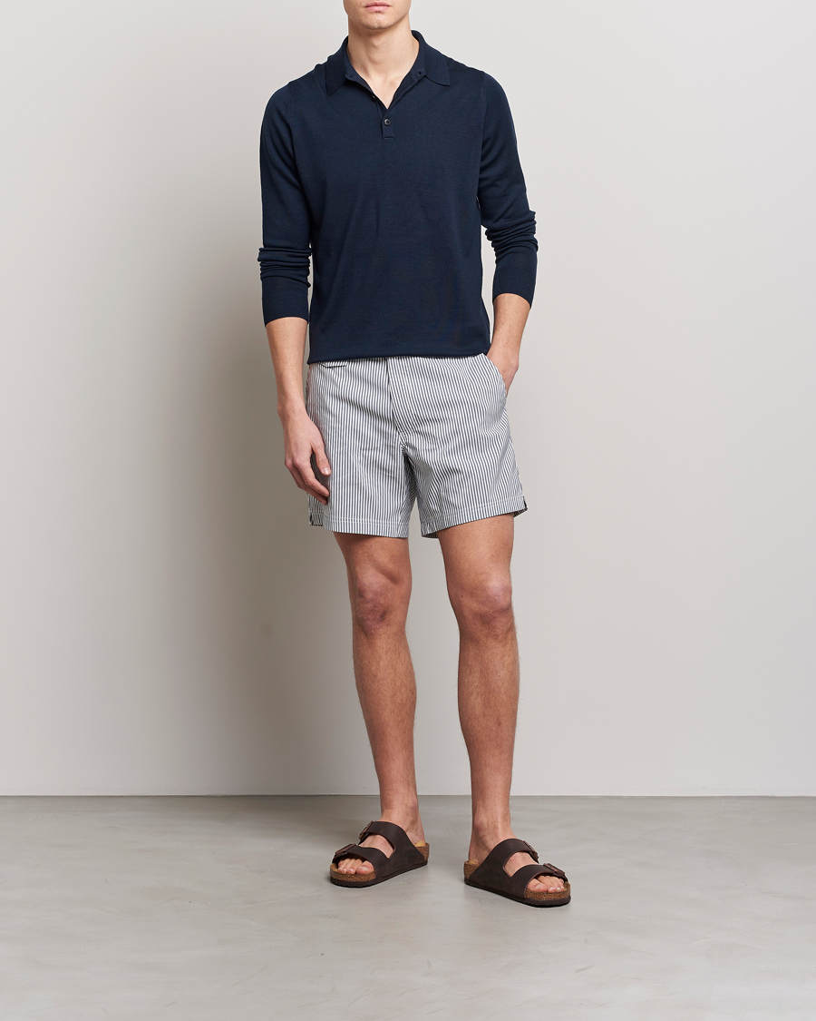 Homme | Maillots De Bain | Sunspel | Striped Tailored Swimshorts Navy/White