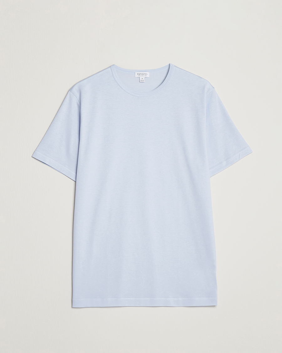 Homme | T-shirts | Sunspel | Crew Neck Cotton Tee Pastel Blue