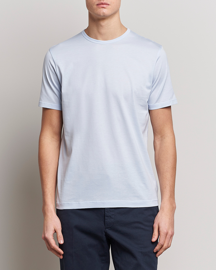 Homme | T-shirts | Sunspel | Crew Neck Cotton Tee Pastel Blue