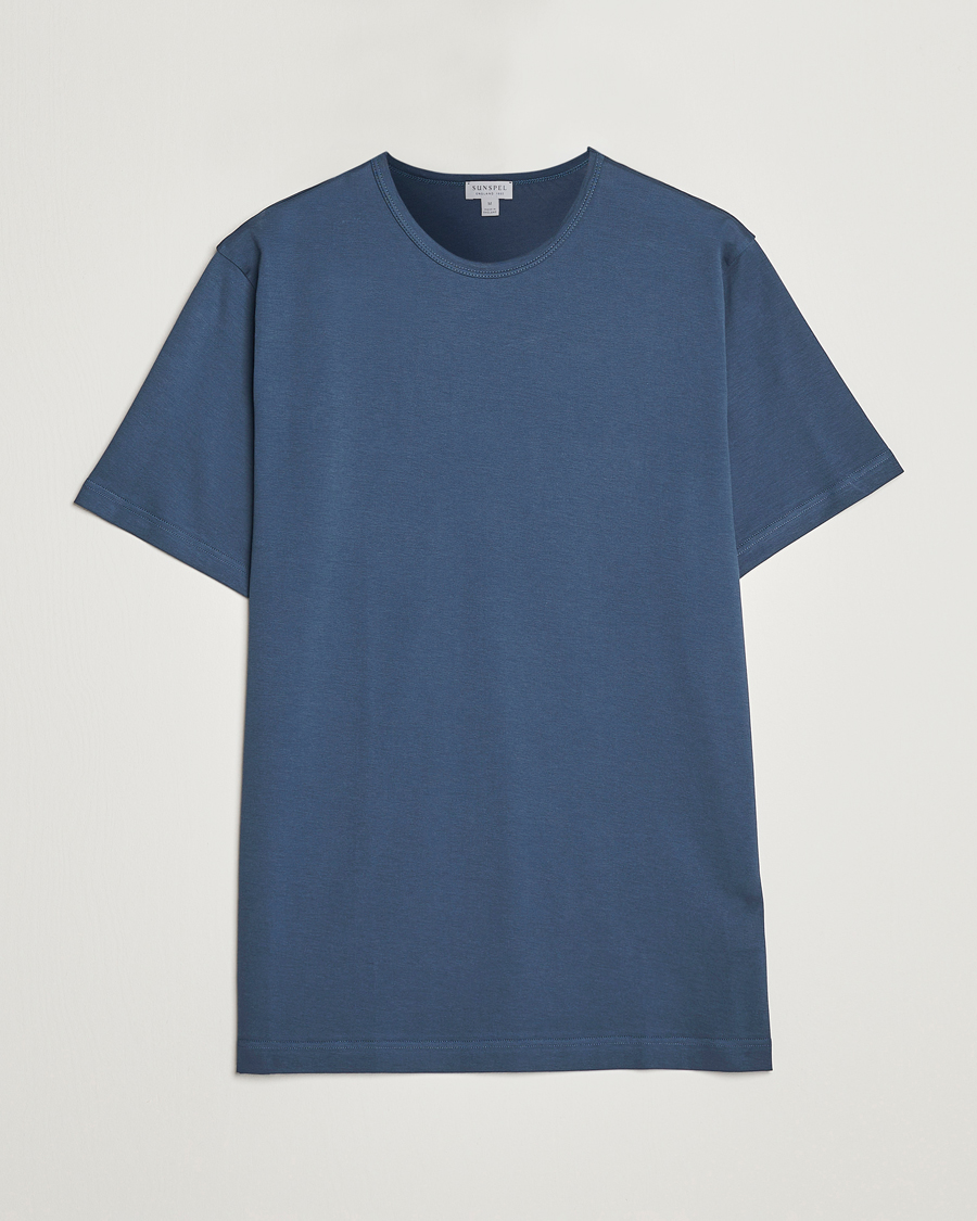 Homme | T-shirts | Sunspel | Crew Neck Cotton Tee Shale Blue