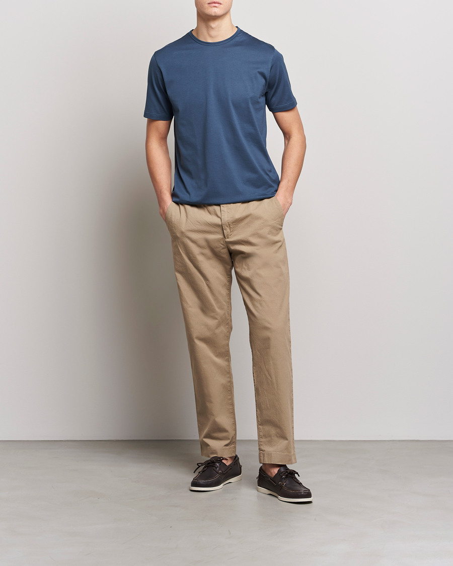 Homme | T-shirts | Sunspel | Crew Neck Cotton Tee Shale Blue