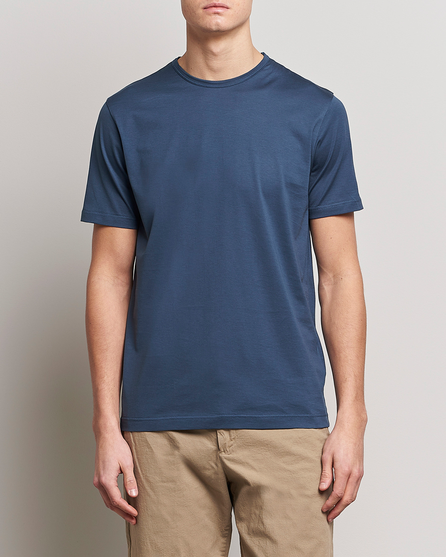Homme | T-shirts | Sunspel | Crew Neck Cotton Tee Shale Blue