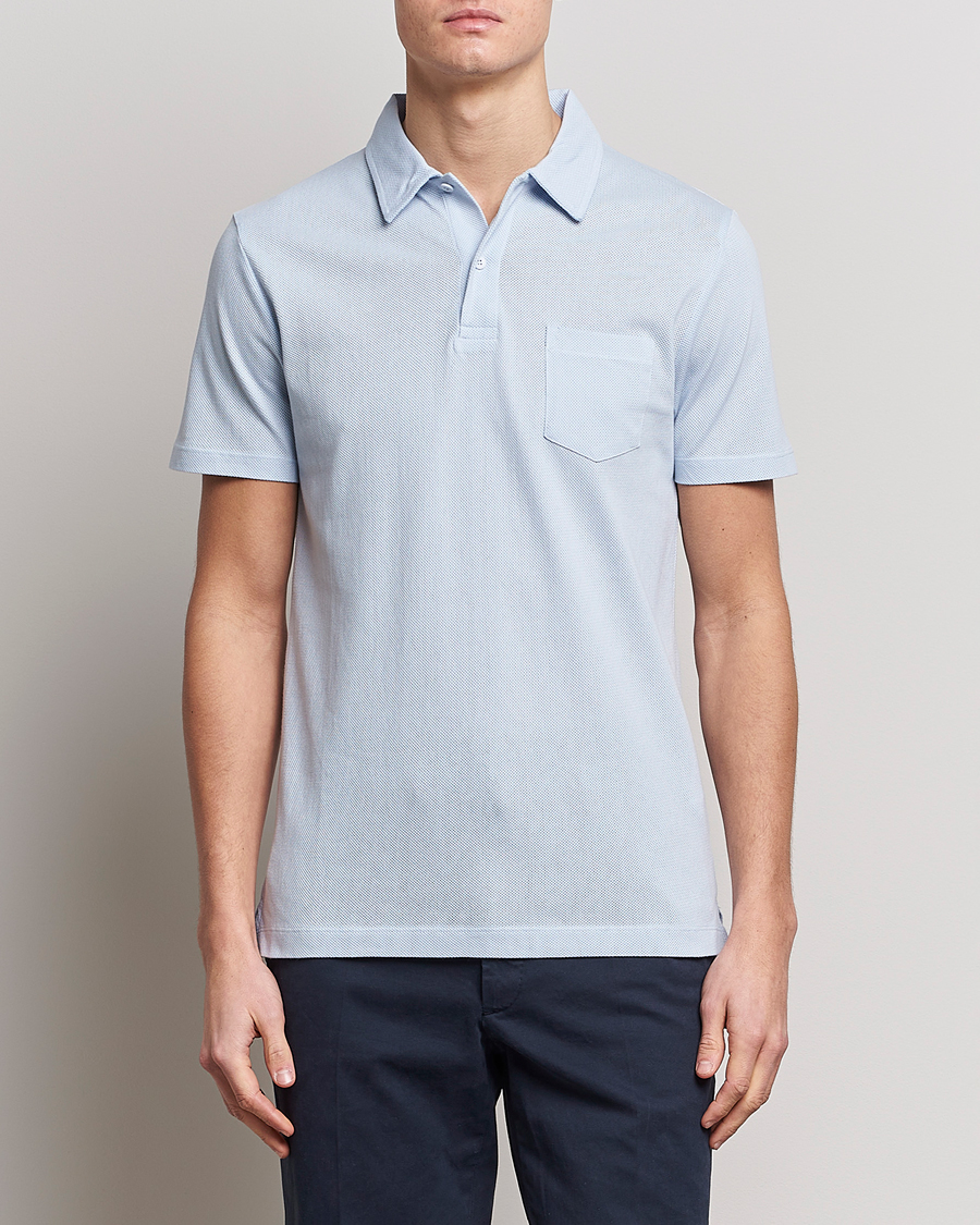 Homme | Polos | Sunspel | Riviera Polo Shirt Pastel Blue