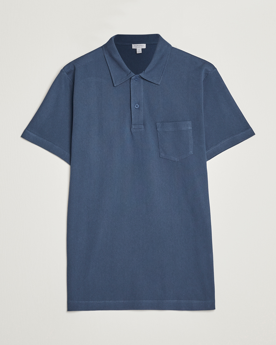 Homme | Polos | Sunspel | Riviera Polo Shirt Shale Blue