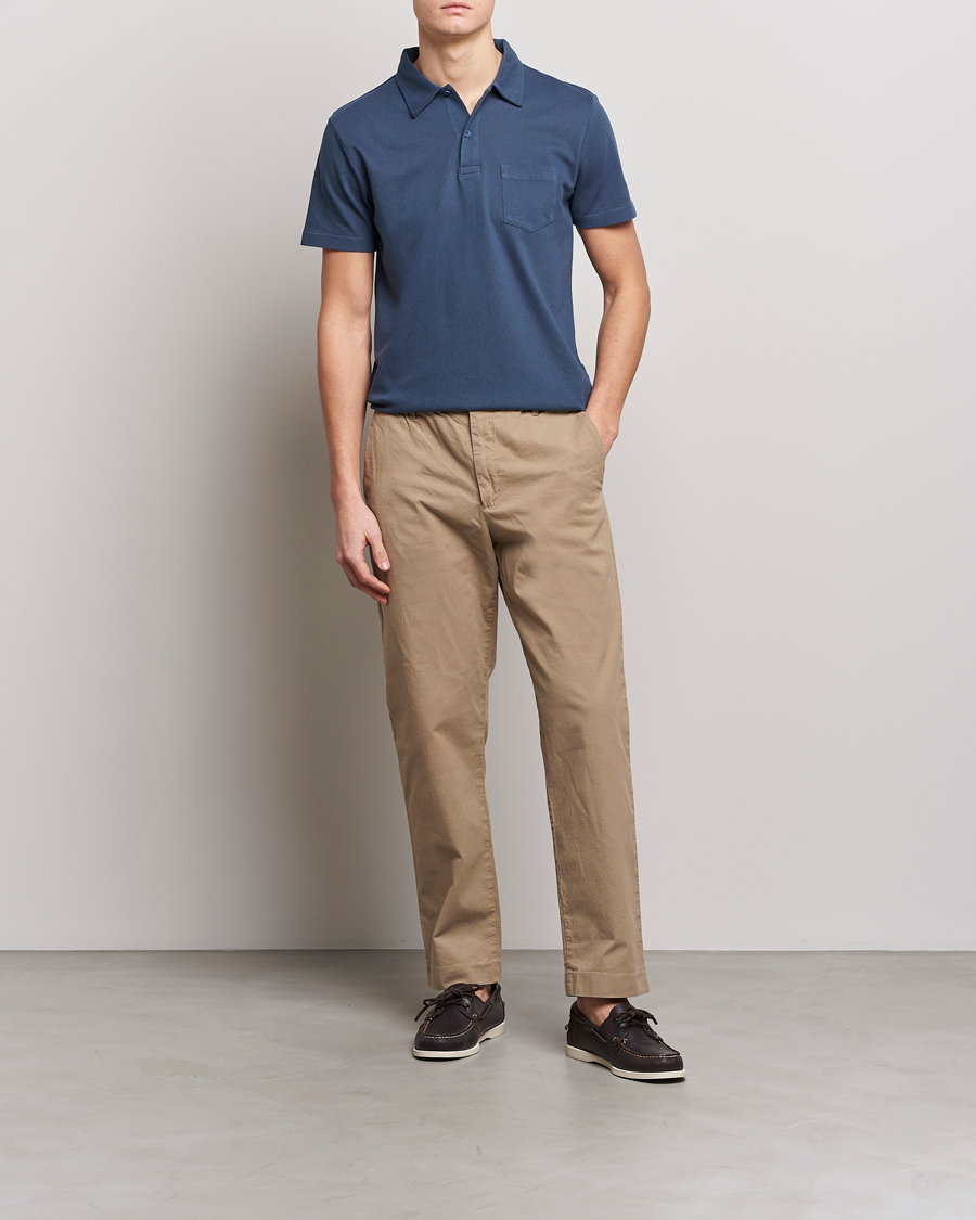 Homme | Polos | Sunspel | Riviera Polo Shirt Shale Blue