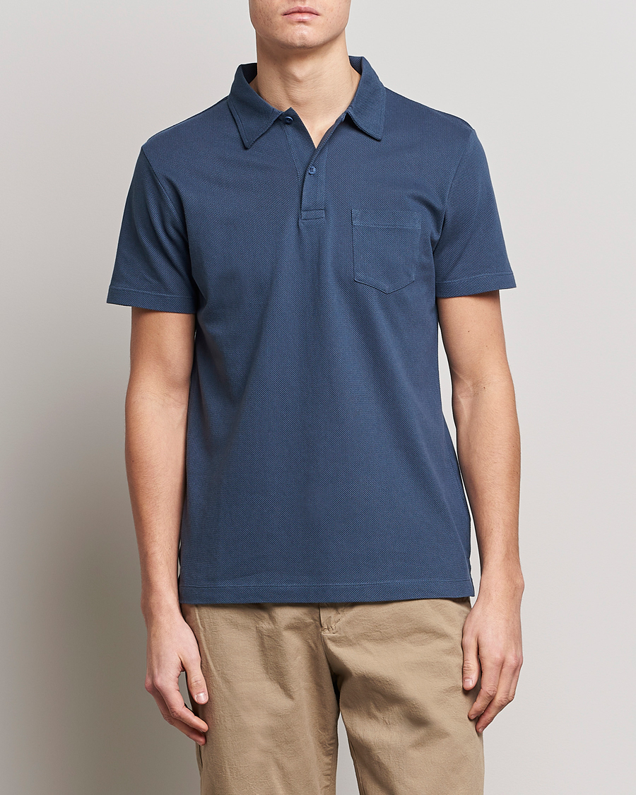 Homme | Polos | Sunspel | Riviera Polo Shirt Shale Blue