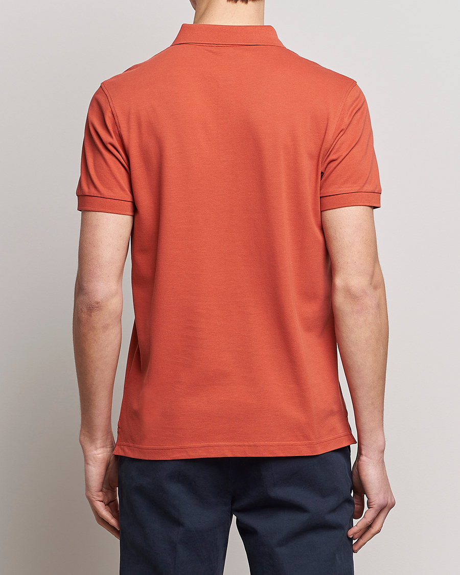 Homme | Polos | Sunspel | Short Sleeve Pique Polo Burnt Sienna