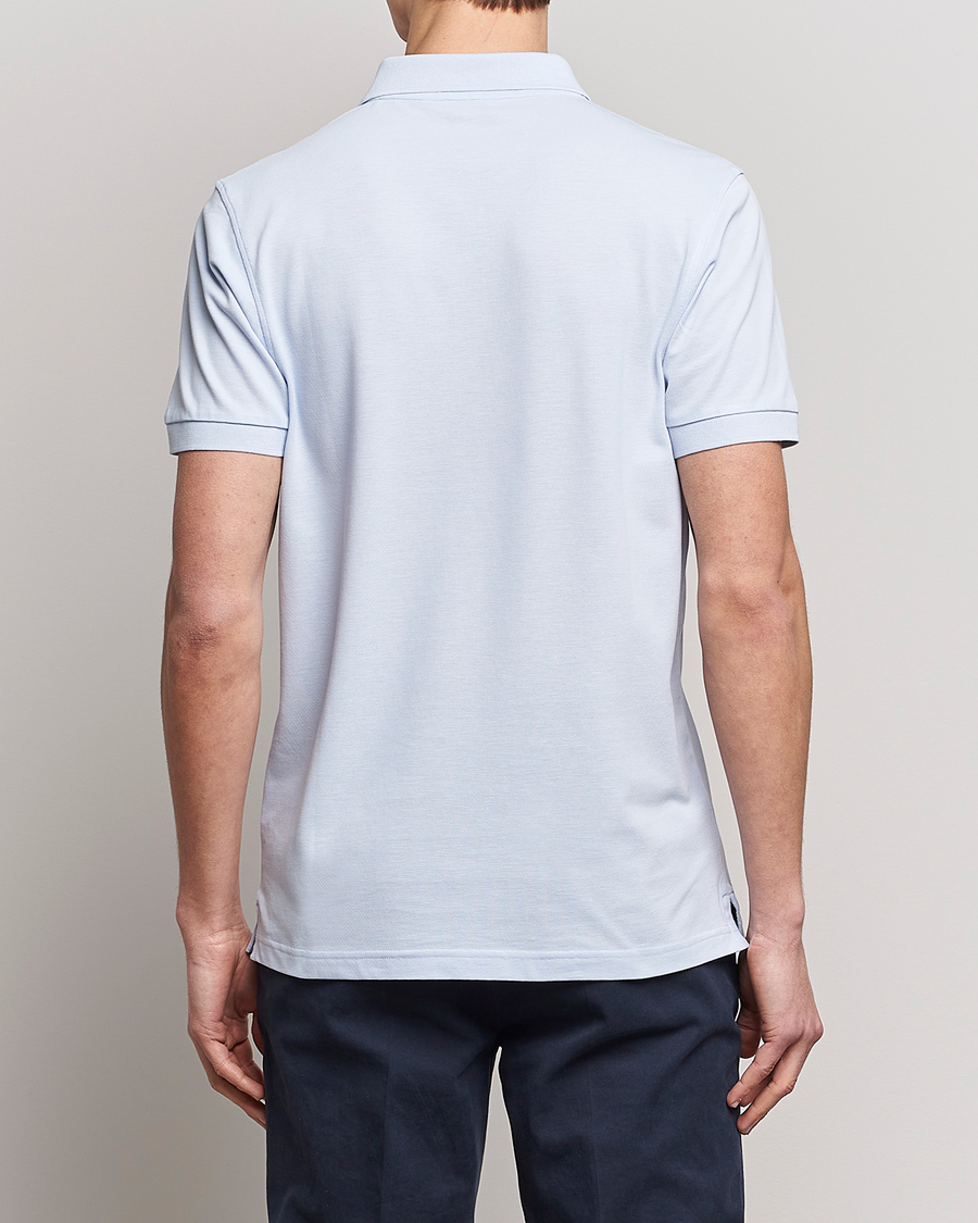 Homme | Polos | Sunspel | Short Sleeve Pique Polo Pastel Blue