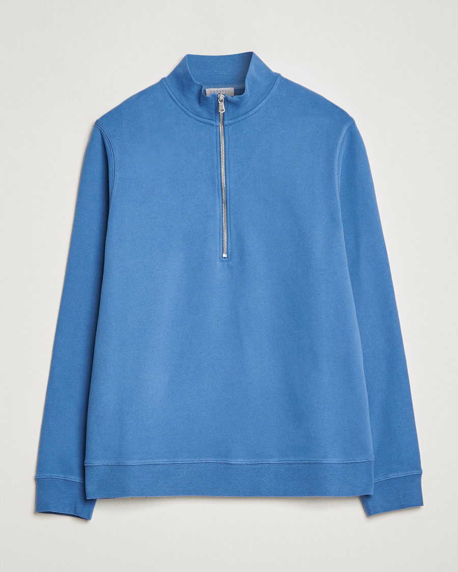 Homme | Pulls Et Tricots | Sunspel | Loopback Half Zip Sweatshirt Blue Stone