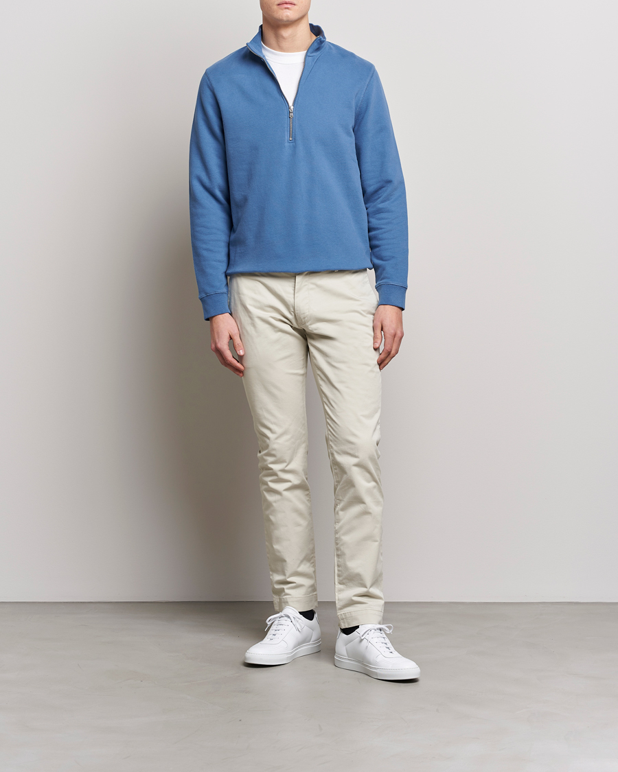 Homme | Pulls Et Tricots | Sunspel | Loopback Half Zip Sweatshirt Blue Stone