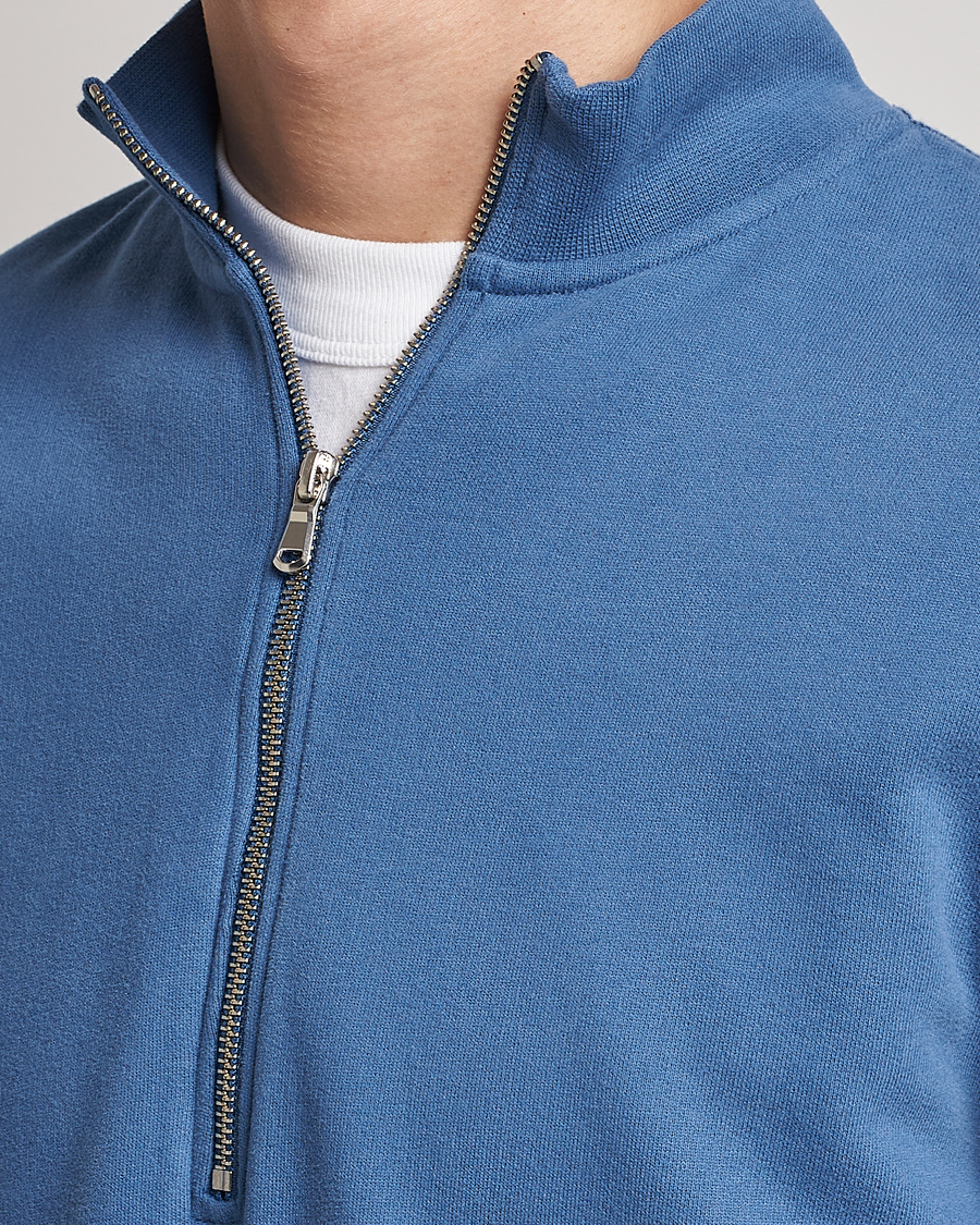 Homme | Pulls Et Tricots | Sunspel | Loopback Half Zip Sweatshirt Blue Stone