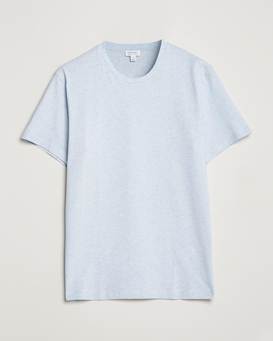 Homme | T-shirts | Sunspel | Riviera Organic Tee Pastel Blue Melange