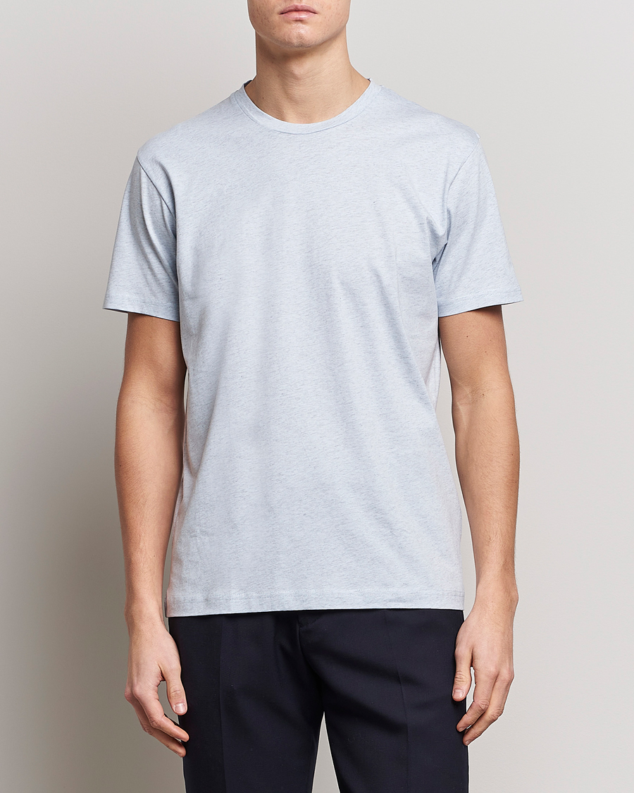 Homme | T-shirts | Sunspel | Riviera Organic Tee Pastel Blue Melange