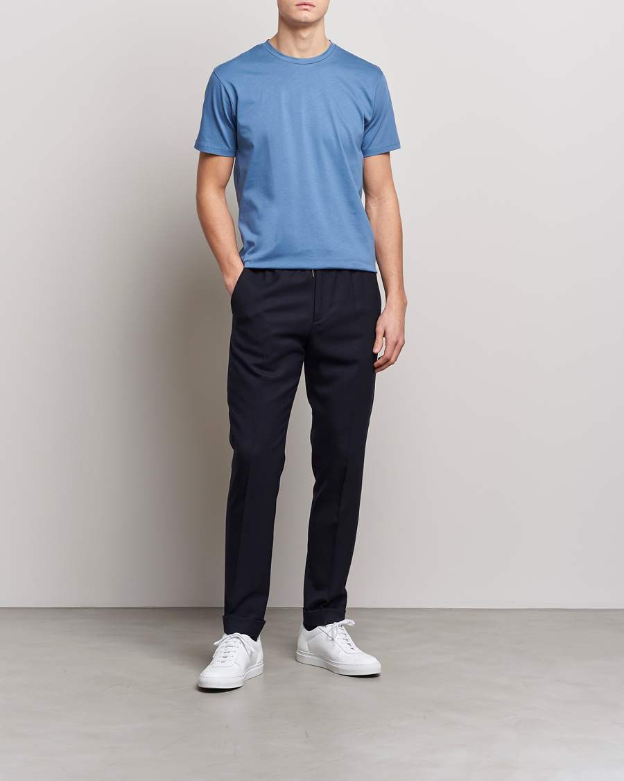 Homme | T-shirts | Sunspel | Riviera Organic Tee Blue Stone