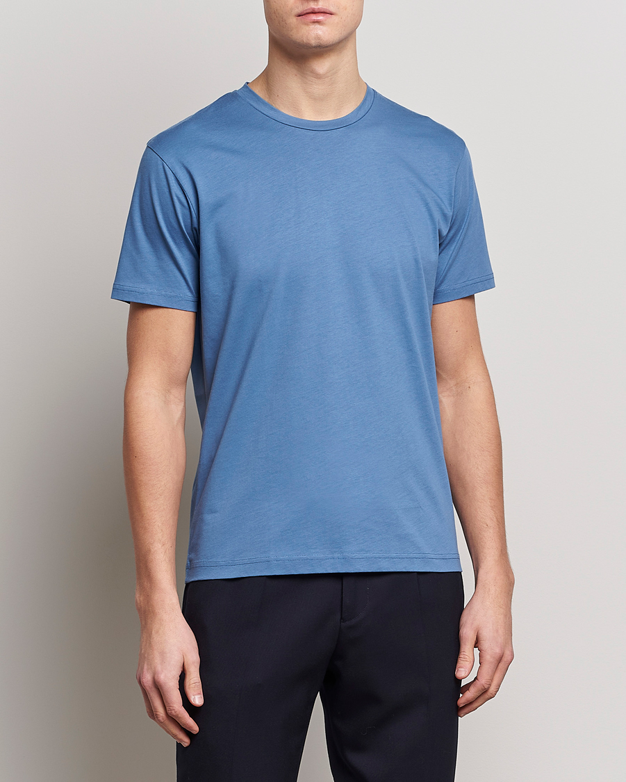 Homme | T-shirts | Sunspel | Riviera Organic Tee Blue Stone