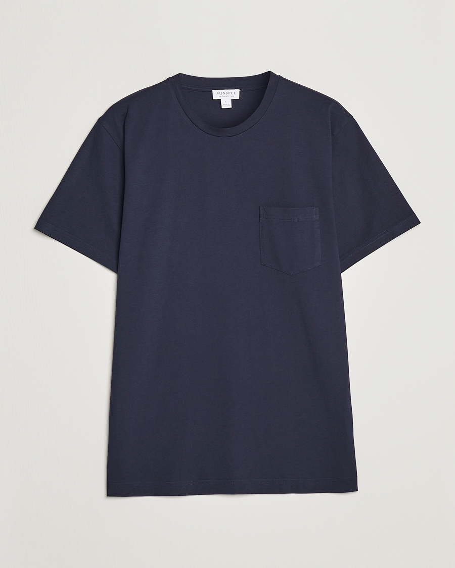 Homme | T-shirts | Sunspel | Riviera Pocket Crew Neck T-Shirt Navy