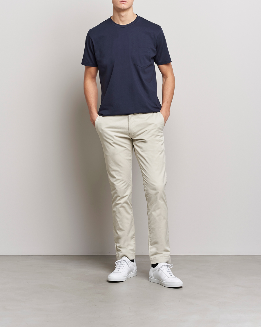 Homme | T-shirts | Sunspel | Riviera Pocket Crew Neck T-Shirt Navy