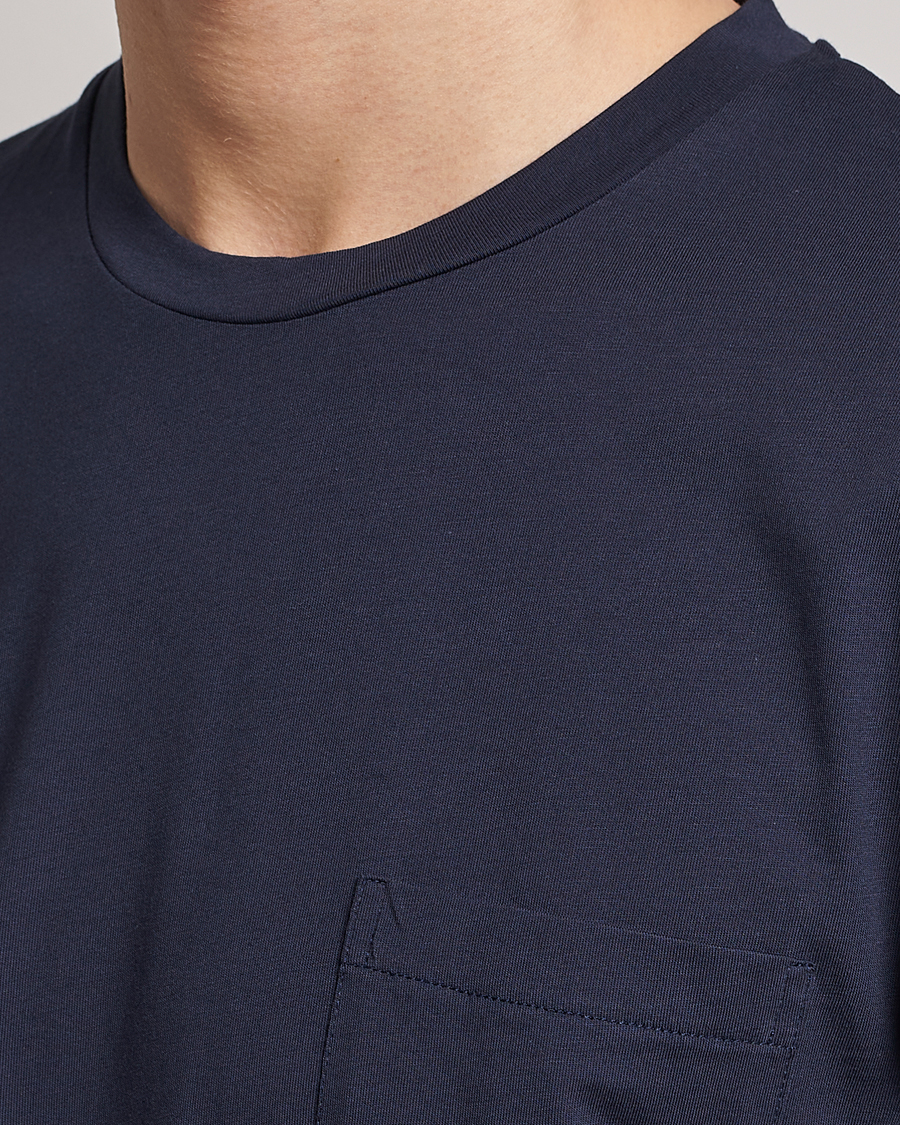Homme | T-shirts | Sunspel | Riviera Pocket Crew Neck T-Shirt Navy