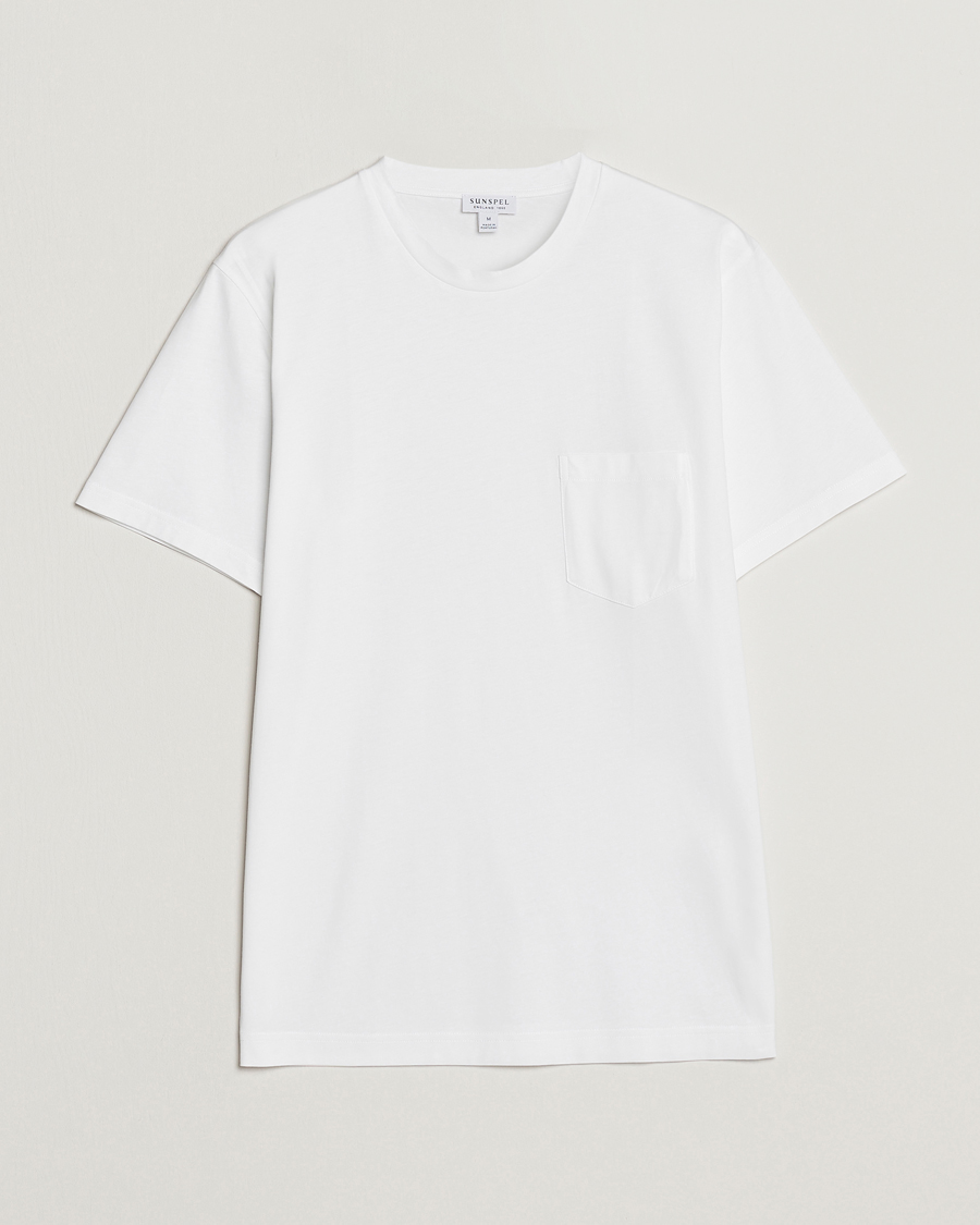 Homme | T-shirts | Sunspel | Riviera Pocket Crew Neck T-Shirt White