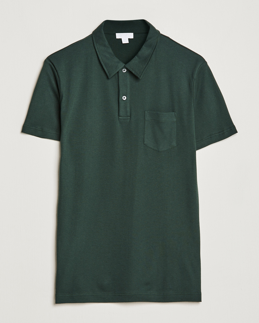 Homme | Polos | Sunspel | Sea Island Jersey Riviera Polo Seaweed