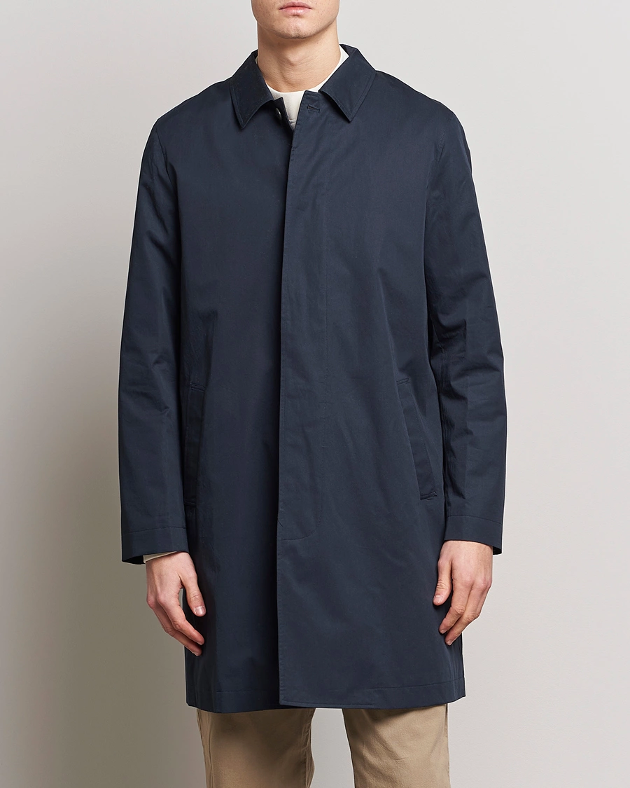Men |  | Sunspel | Technical Cotton Mac Coat Navy