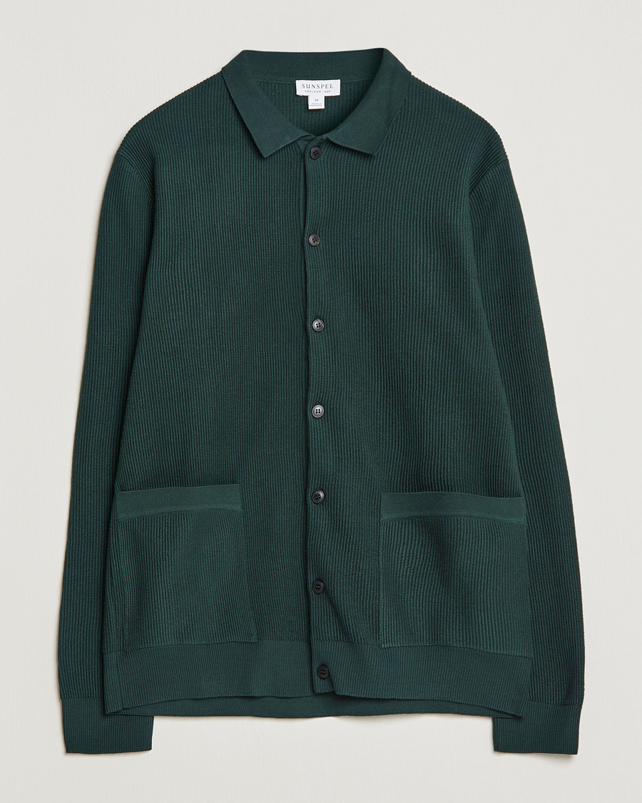 Homme | Pulls Et Tricots | Sunspel | Knitted Cotton Jacket Seaweed