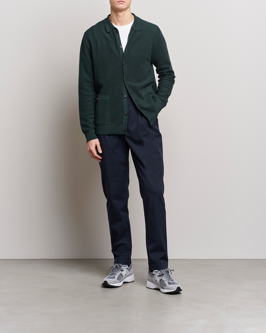 Homme | Pantalons | Sunspel | Pleated Stretch Cotton Twill Chino Navy