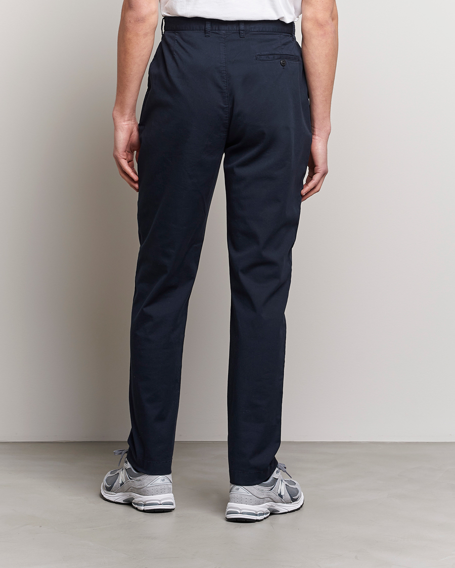 Homme | Pantalons | Sunspel | Pleated Stretch Cotton Twill Chino Navy
