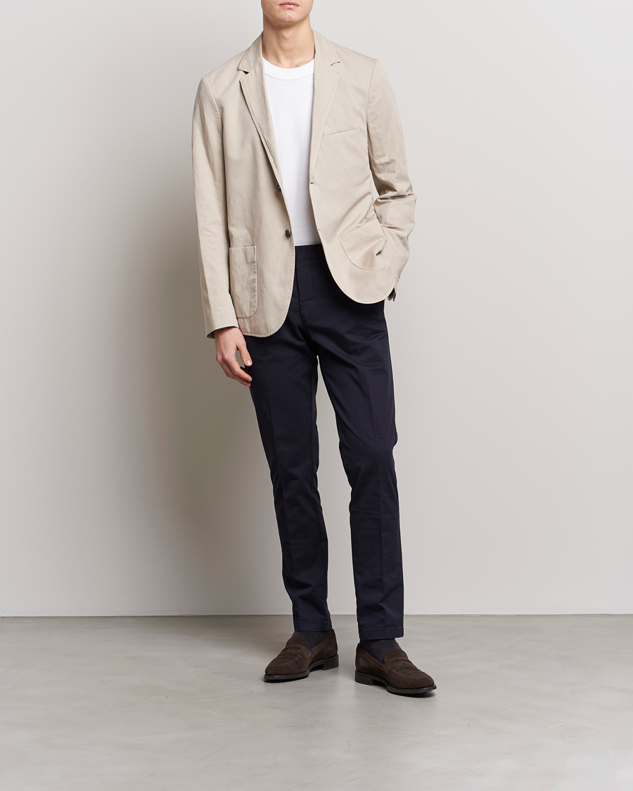 Homme | Blazers | Sunspel | Unconstructed Cotton/Linen Blazer Light Sand