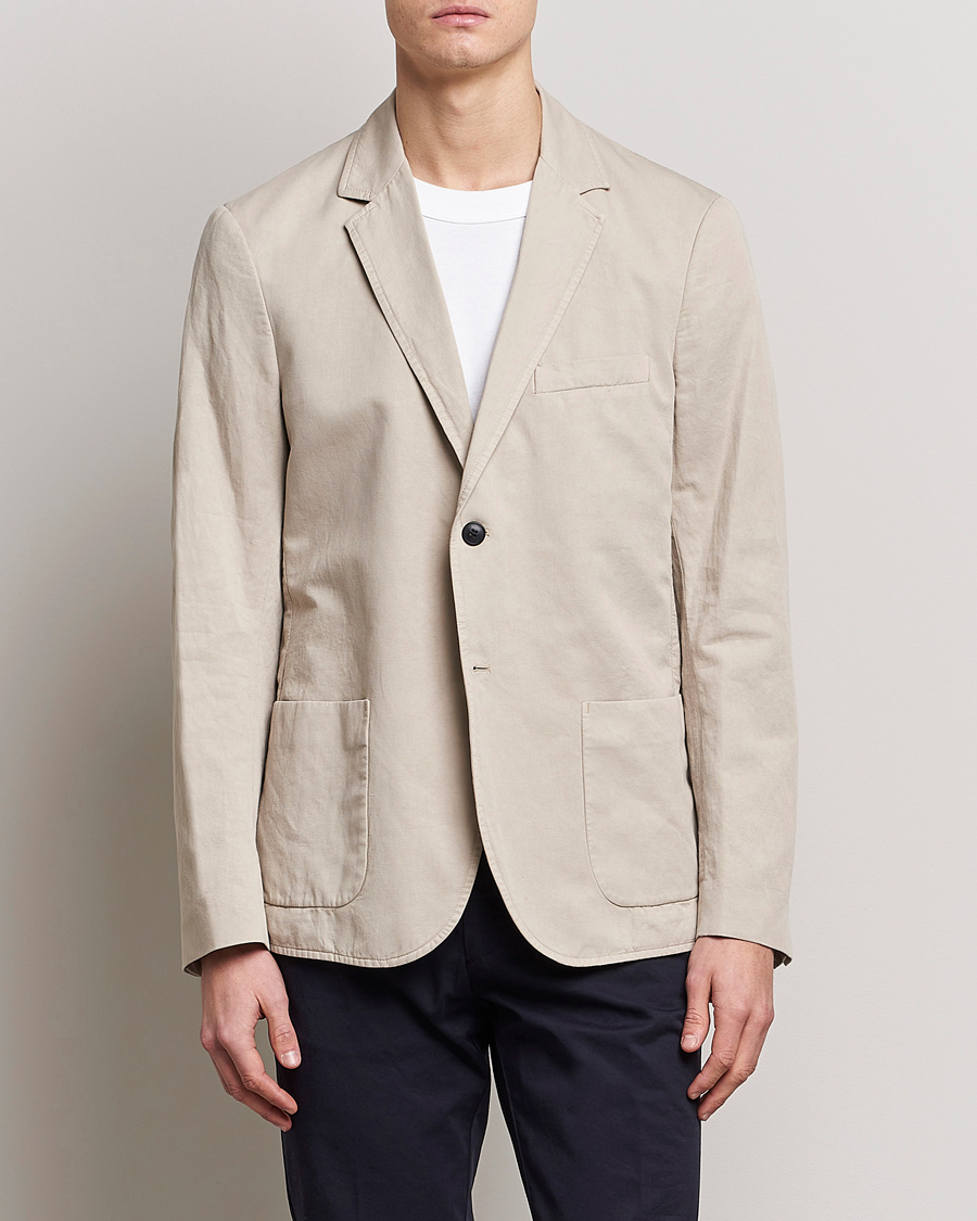 Homme | Blazers | Sunspel | Unconstructed Cotton/Linen Blazer Light Sand