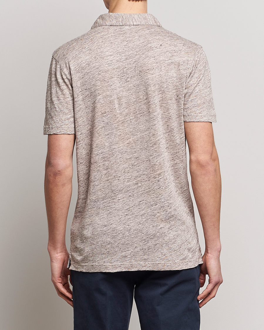 Homme | Polos | Sunspel | Linen Polo Shirt Oatmeal Melange