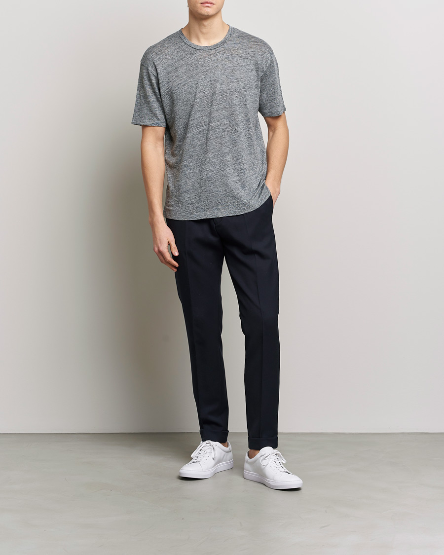 Homme | T-shirts | Sunspel | Linen T-Shirt Mid Grey Melange