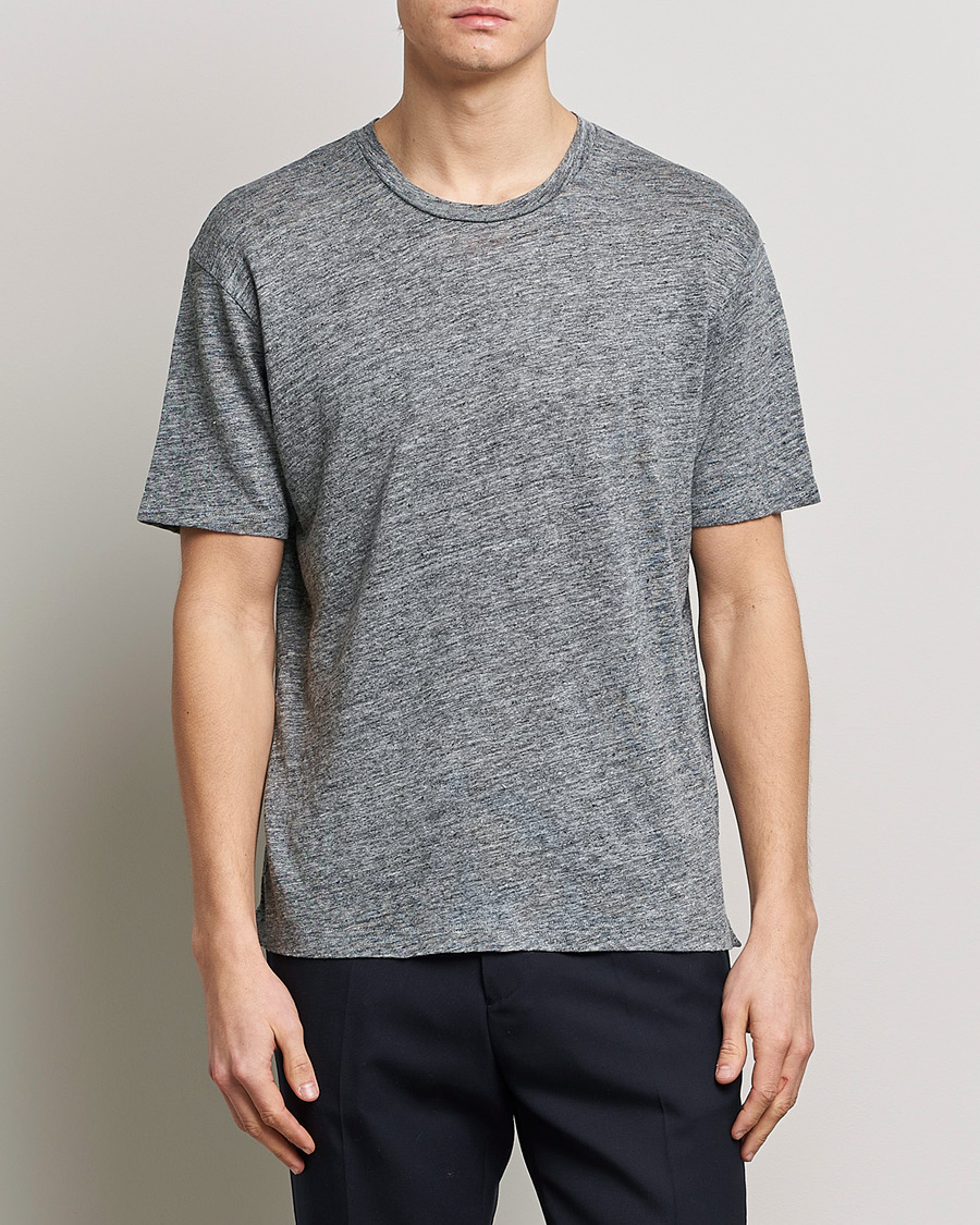 Homme | T-shirts | Sunspel | Linen T-Shirt Mid Grey Melange