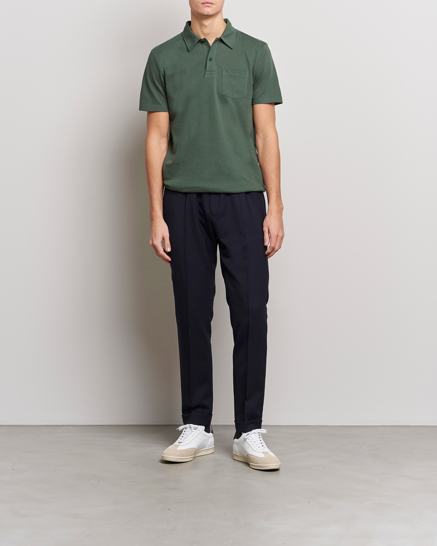 Homme | Polos | Sunspel | Riviera Polo Shirt Dark Green