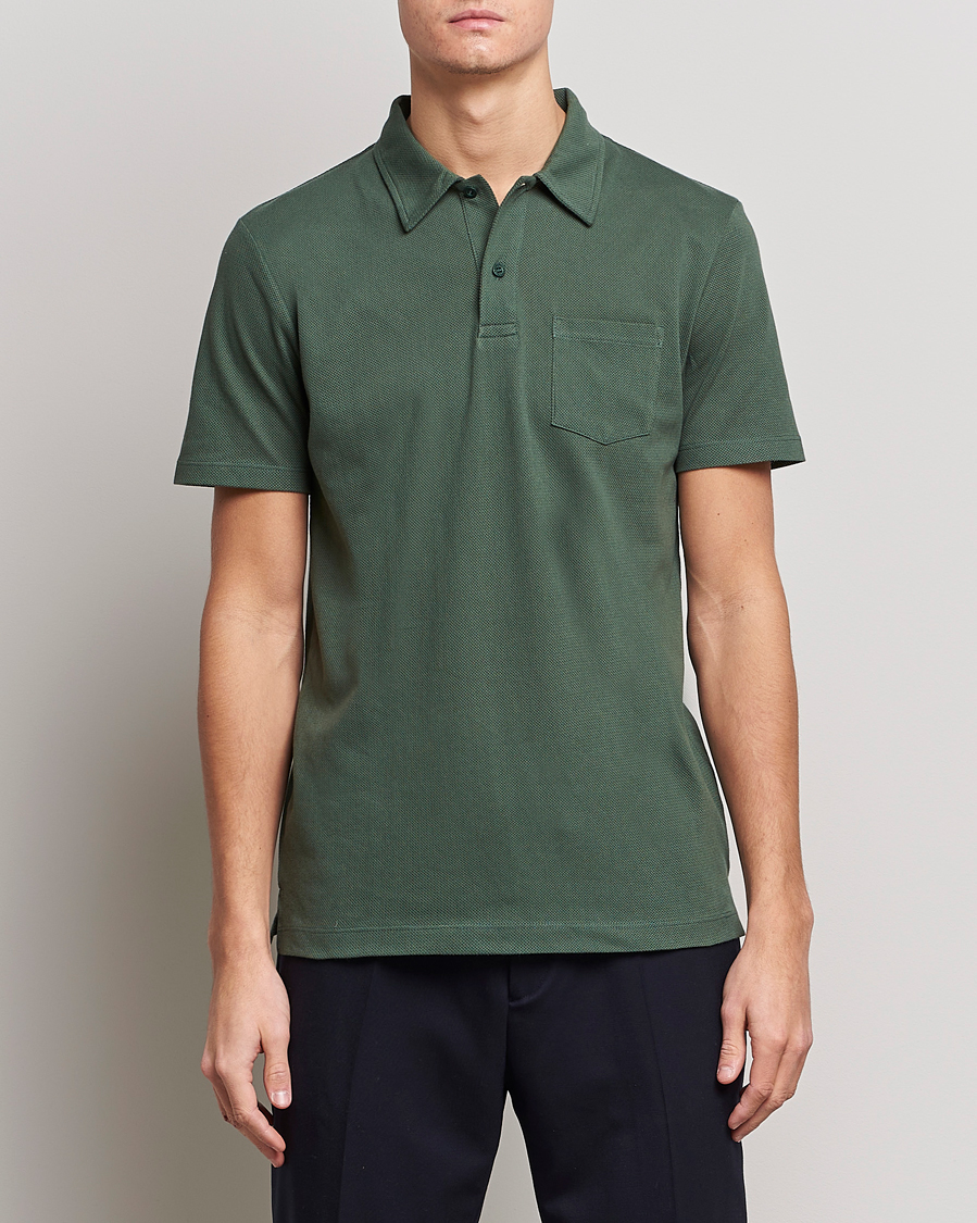 Homme | Polos | Sunspel | Riviera Polo Shirt Dark Green
