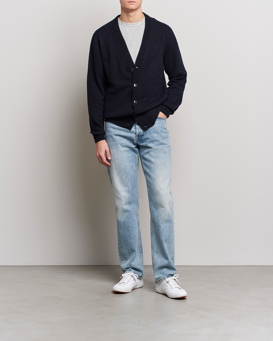 Homme | Pulls Et Tricots | Sunspel | Lambswool Cardigan Dark Navy Mouline